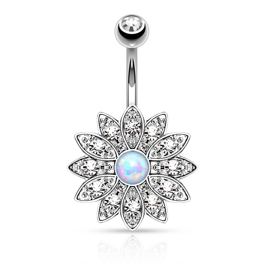Bauchnabelpiercing Blume Zirkonia Opal - Image 3