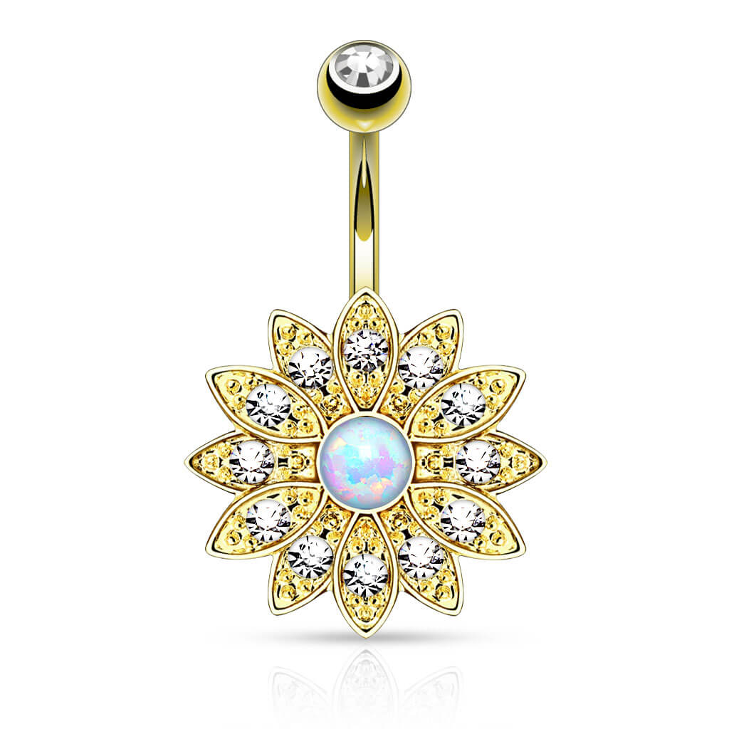 Bauchnabelpiercing Blume Zirkonia Opal - Image 4