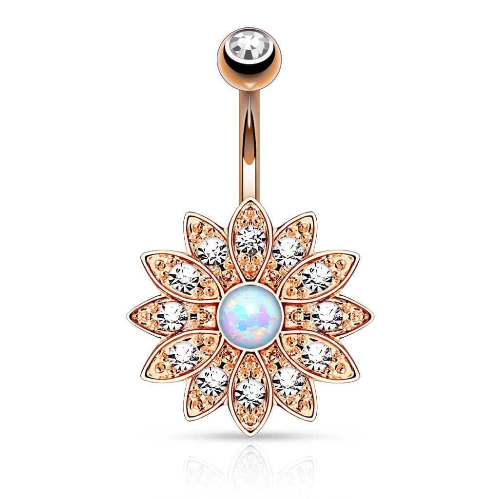 Bauchnabelpiercing Blume Zirkonia Opal - Image 5