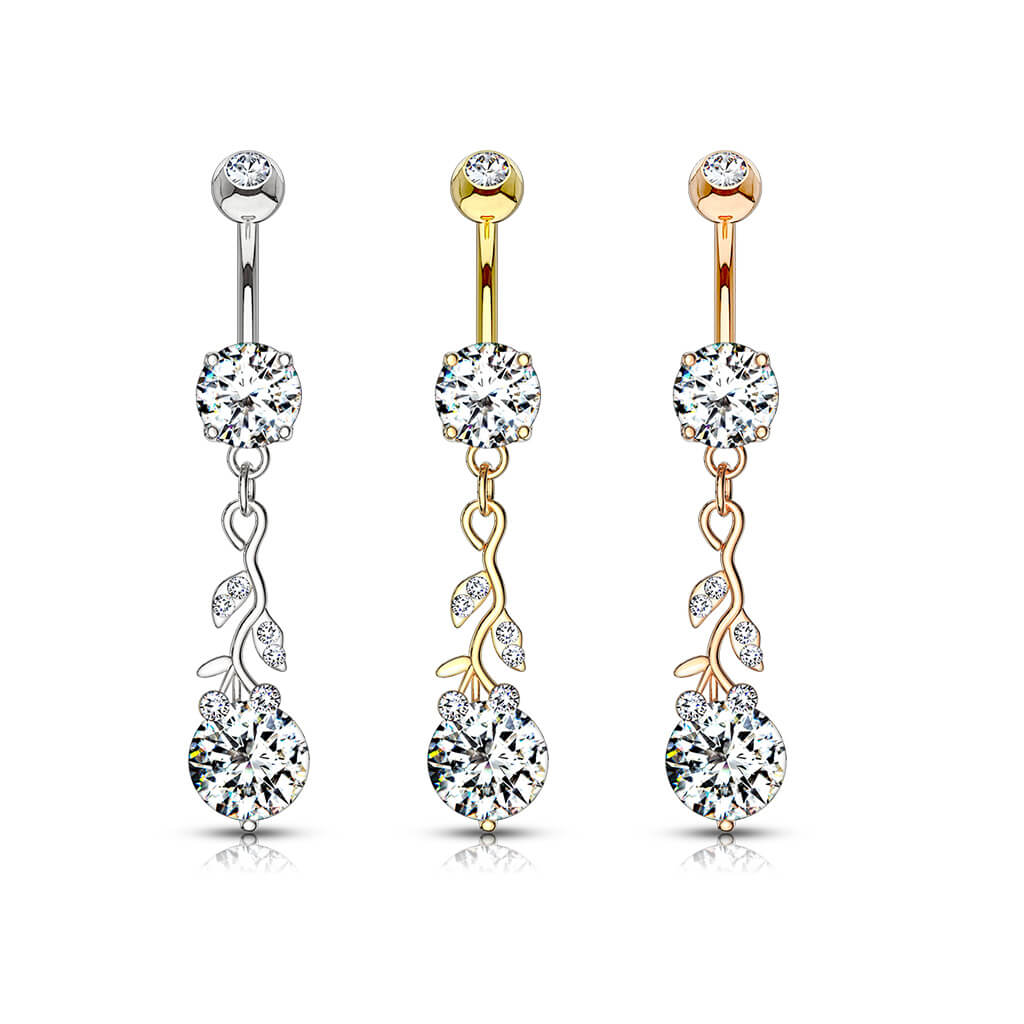 Bauchnabelpiercing Blätter beweglich Zirkonia - Image 5
