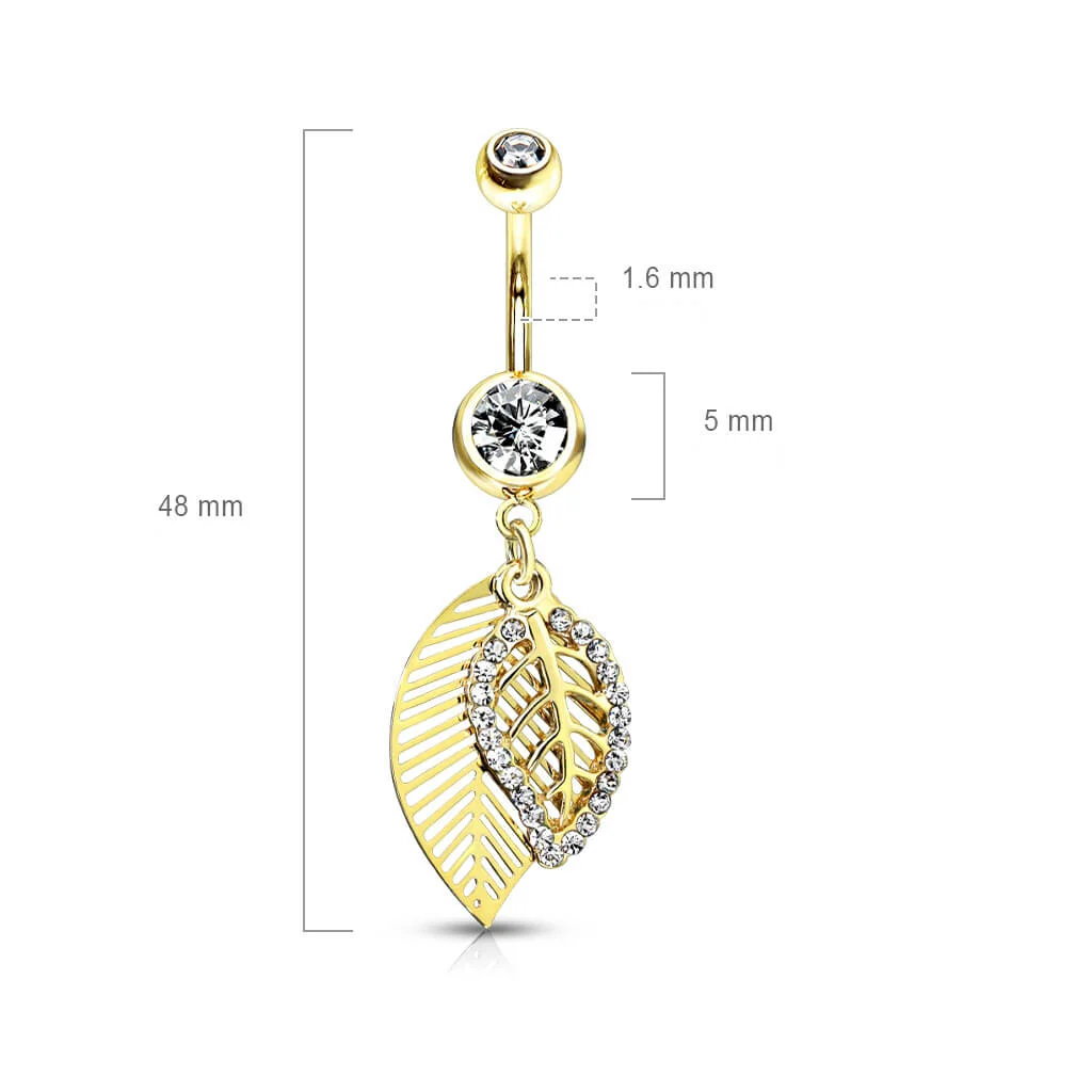 Bauchnabelpiercing Blätter beweglich Zirkonia - Image 3