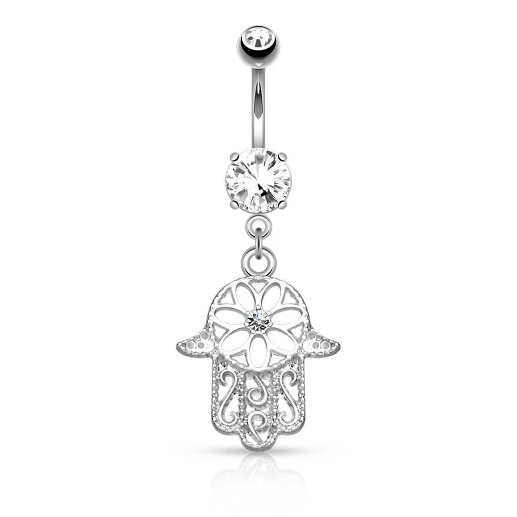 Bauchnabelpiercing Hamsa beweglich Zirkonia - Image 2