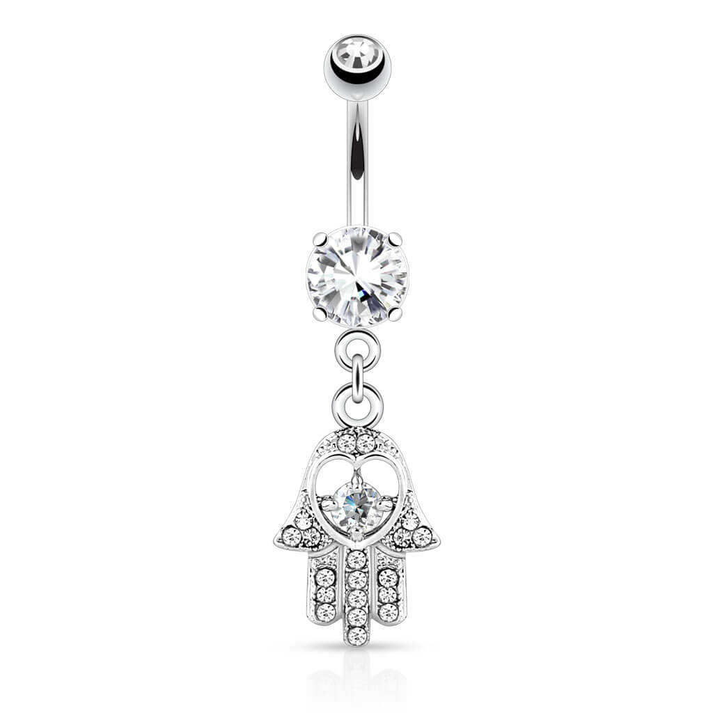 Bauchnabelpiercing Hamsa beweglich Zirkonia Silber - Image 2