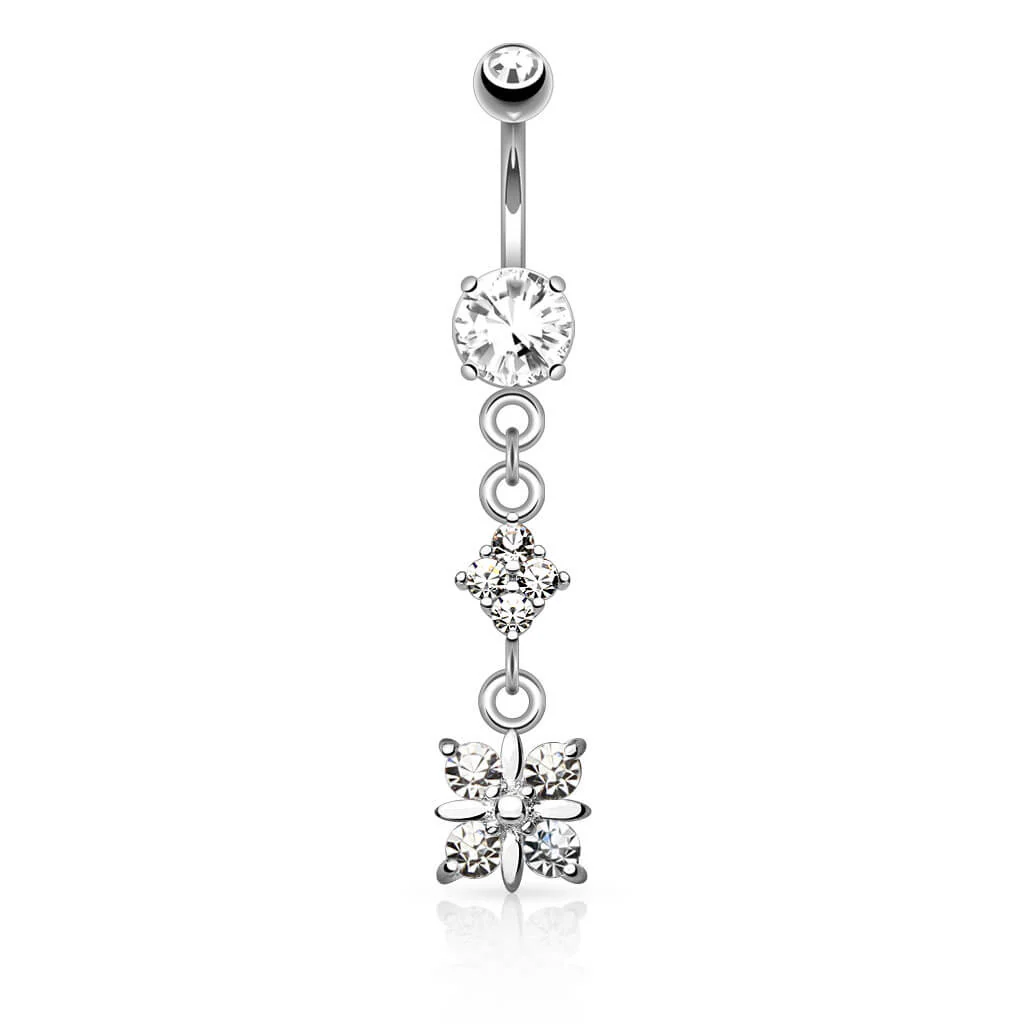 Bauchnabelpiercing Quadrat 4 Zirkonia beweglich - Image 2