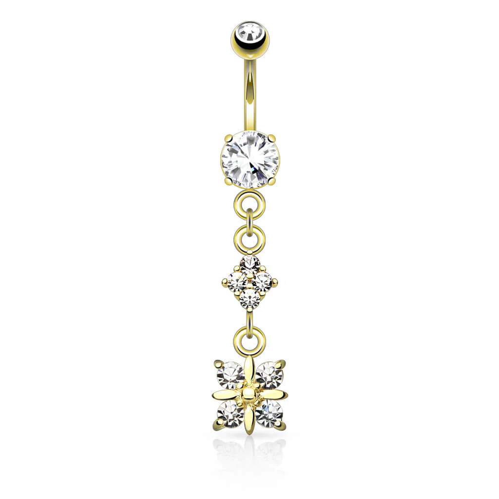 Bauchnabelpiercing Quadrat 4 Zirkonia beweglich - Image 3
