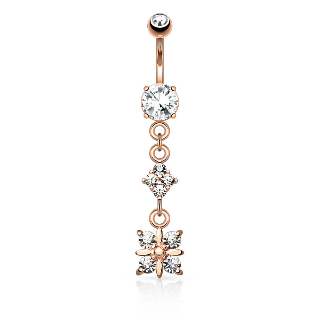Bauchnabelpiercing Quadrat 4 Zirkonia beweglich - Image 4