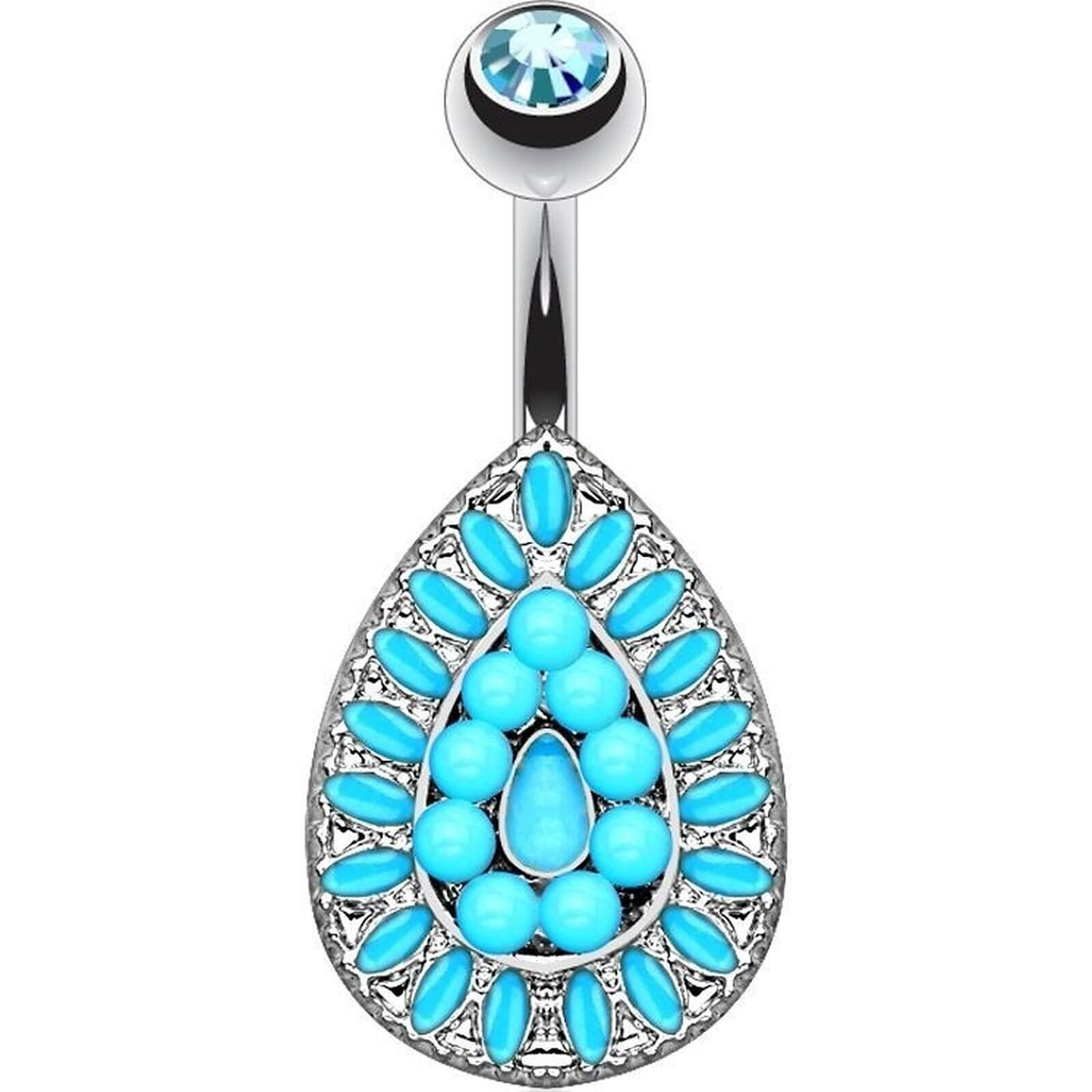 Bauchnabelpiercing Tropfen Türkis Zirkonia