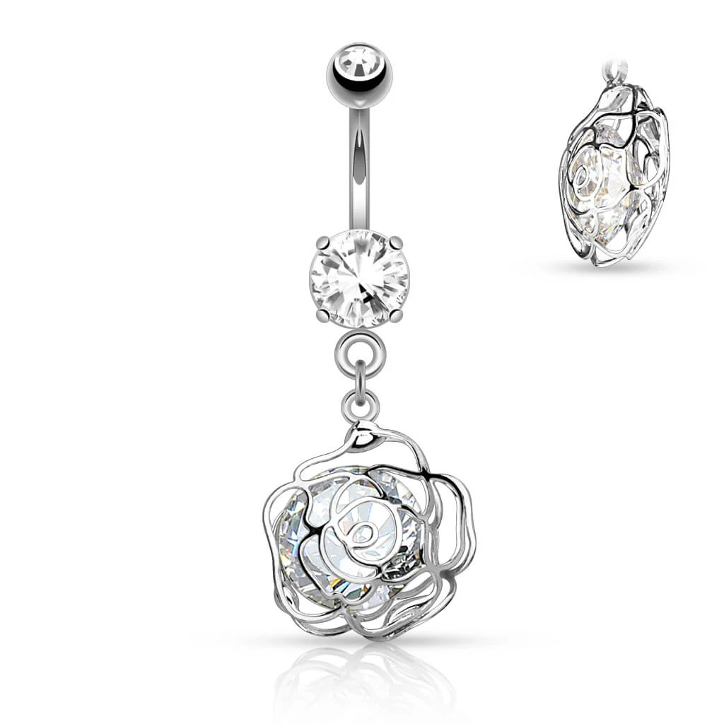 Bauchnabelpiercing Rose beweglich Zirkonia - Image 2