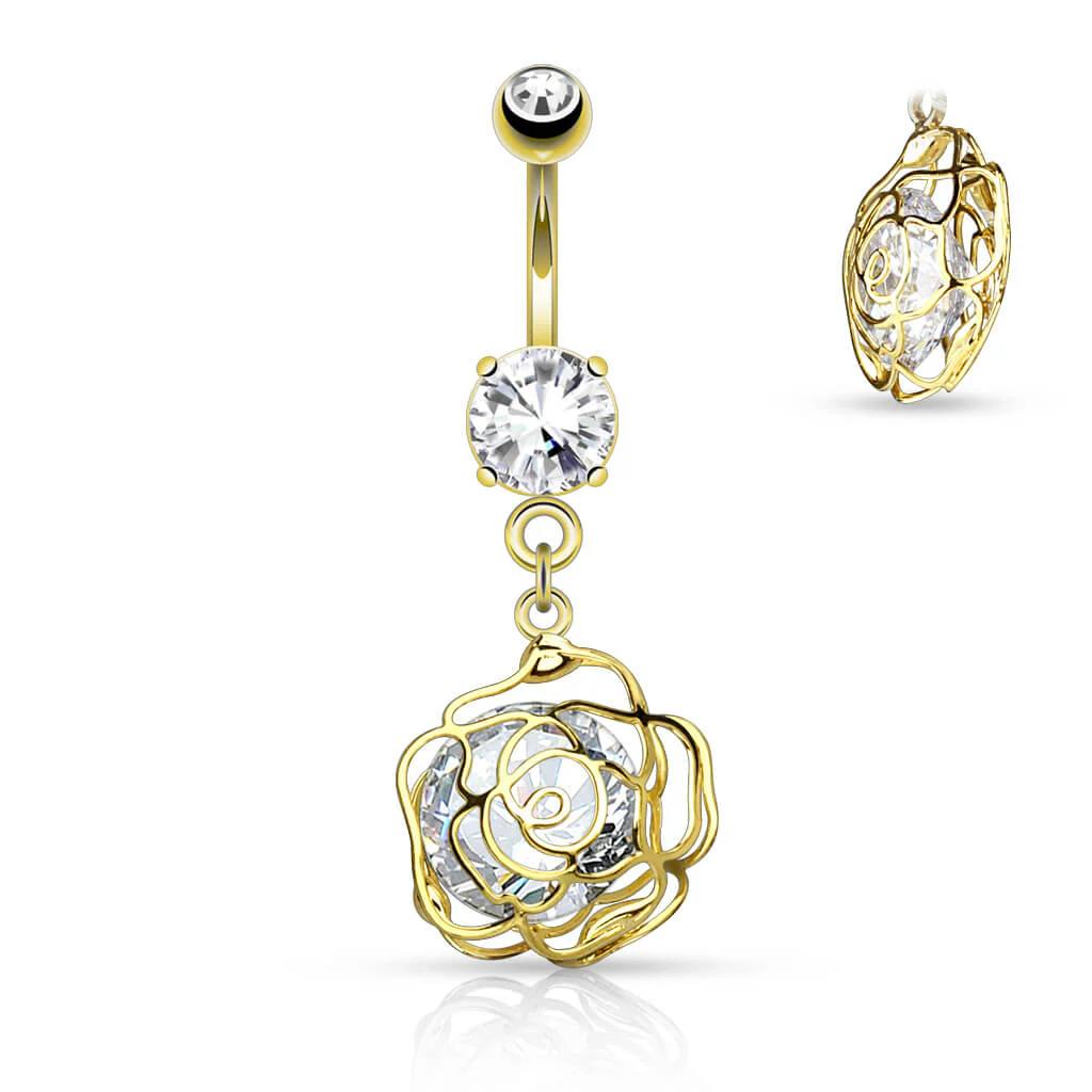 Bauchnabelpiercing Rose beweglich Zirkonia - Image 3
