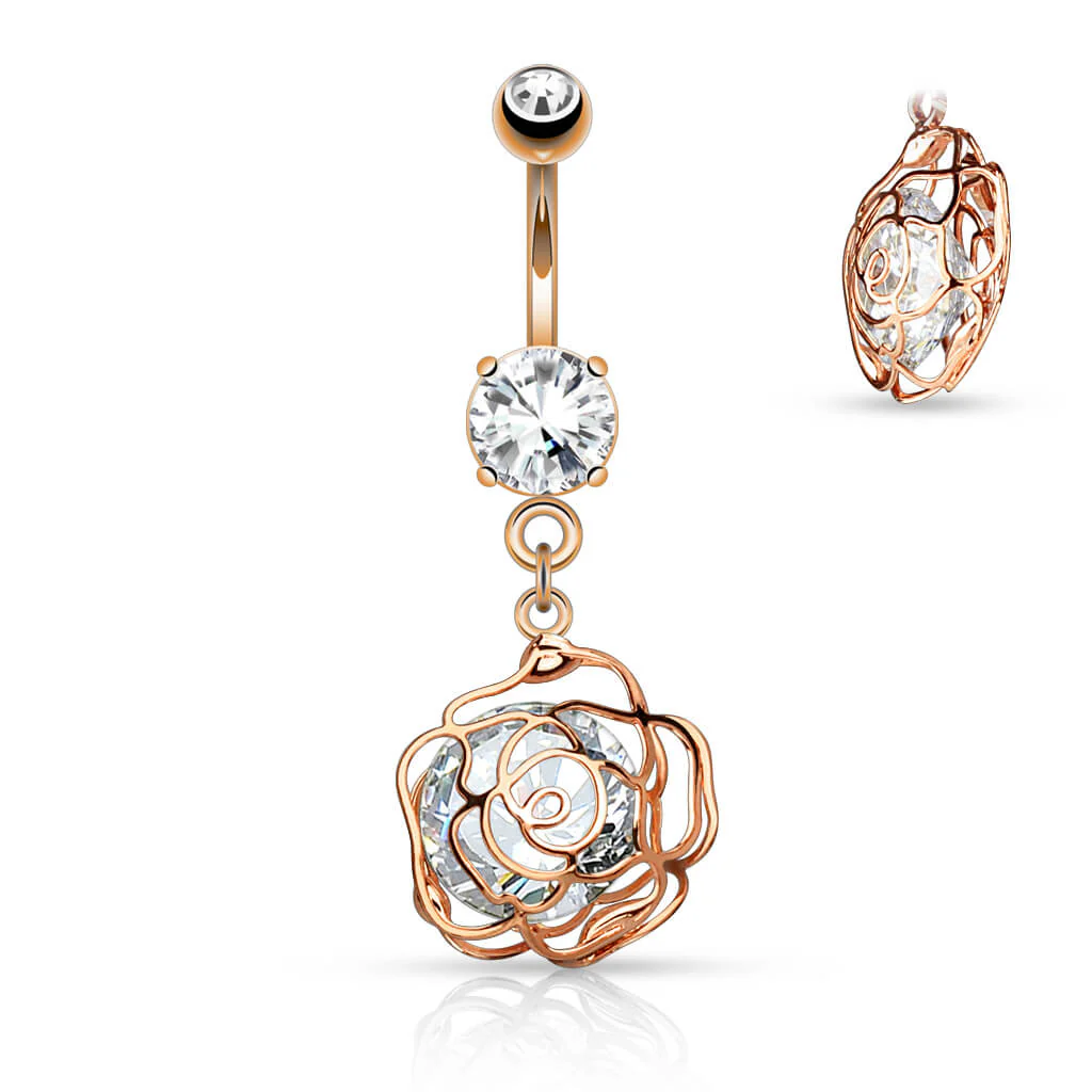 Bauchnabelpiercing Rose beweglich Zirkonia - Image 4