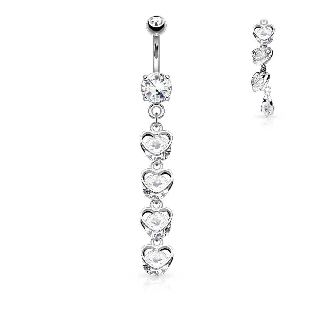 Bauchnabelpiercing Herzen Kette beweglich Zirkonia - Image 2