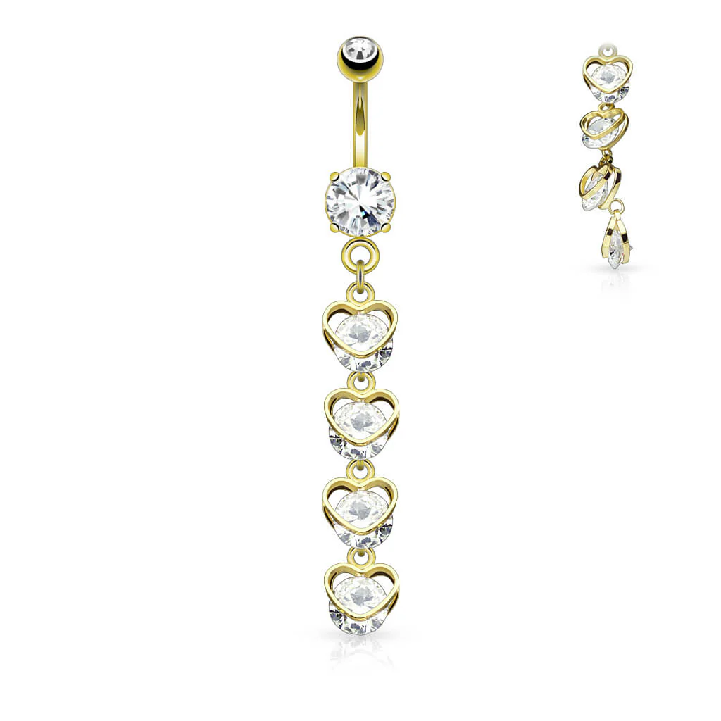 Bauchnabelpiercing Herzen Kette beweglich Zirkonia - Image 3