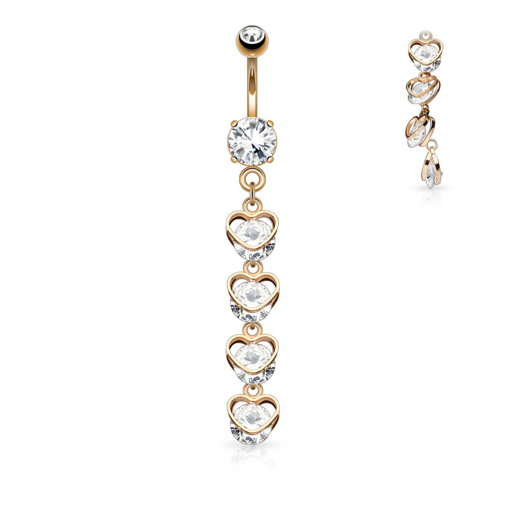 Bauchnabelpiercing Herzen Kette beweglich Zirkonia - Image 4