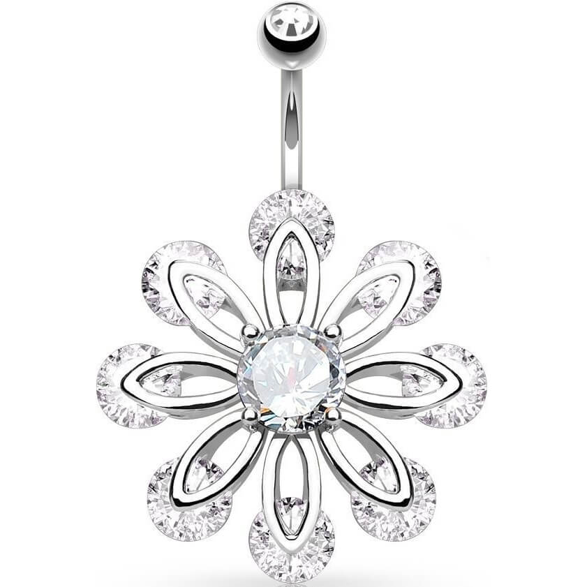 Bauchnabelpiercing Blume Zirkonia