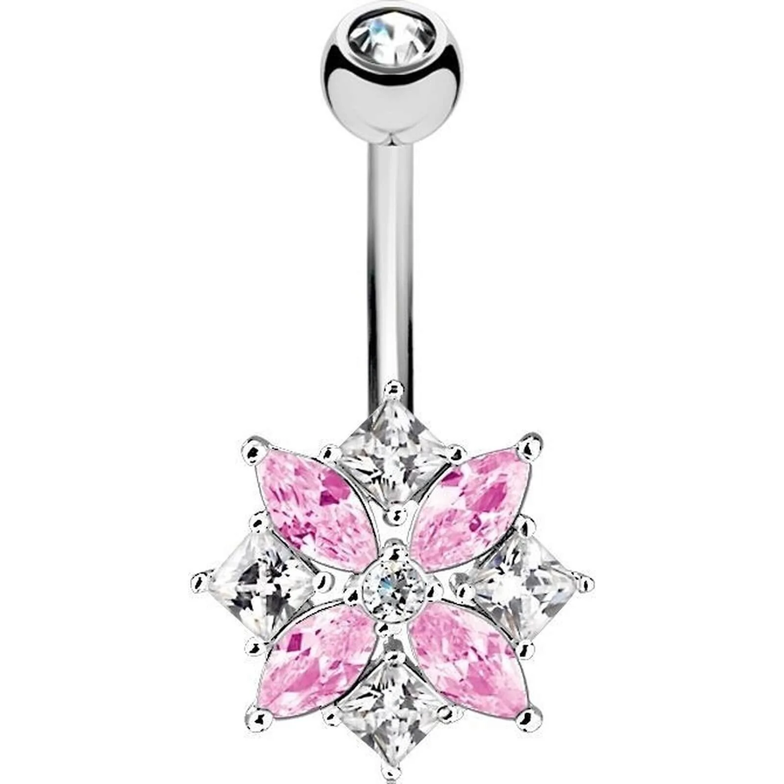 Bauchnabelpiercing Blume Zirkonia Silber