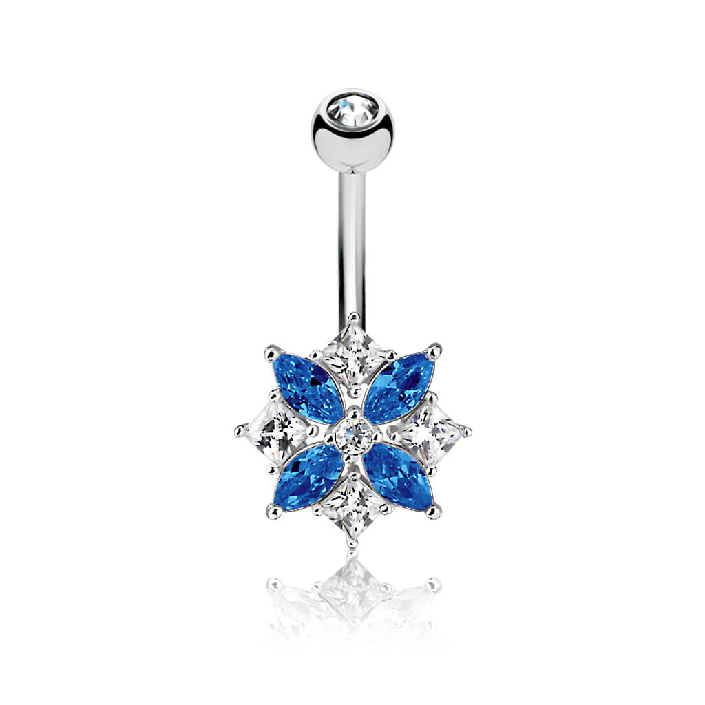 Bauchnabelpiercing Blume Zirkonia Silber - Image 2