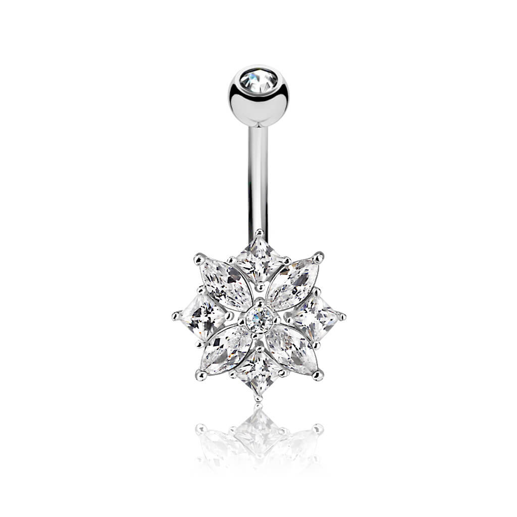 Bauchnabelpiercing Blume Zirkonia Silber - Image 3