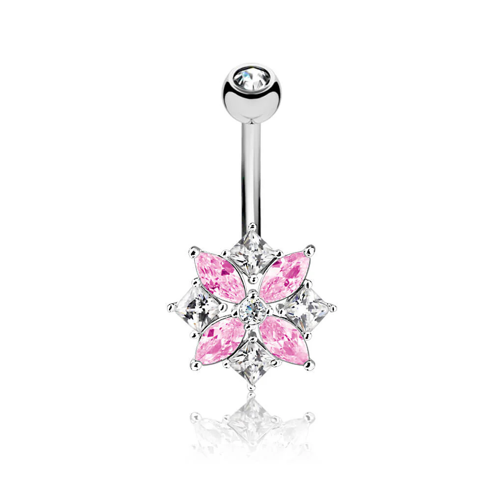 Bauchnabelpiercing Blume Zirkonia Silber - Image 4