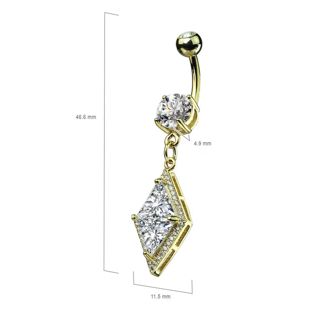 Bauchnabelpiercing Diamantenform beweglich Zirkonia - Image 3