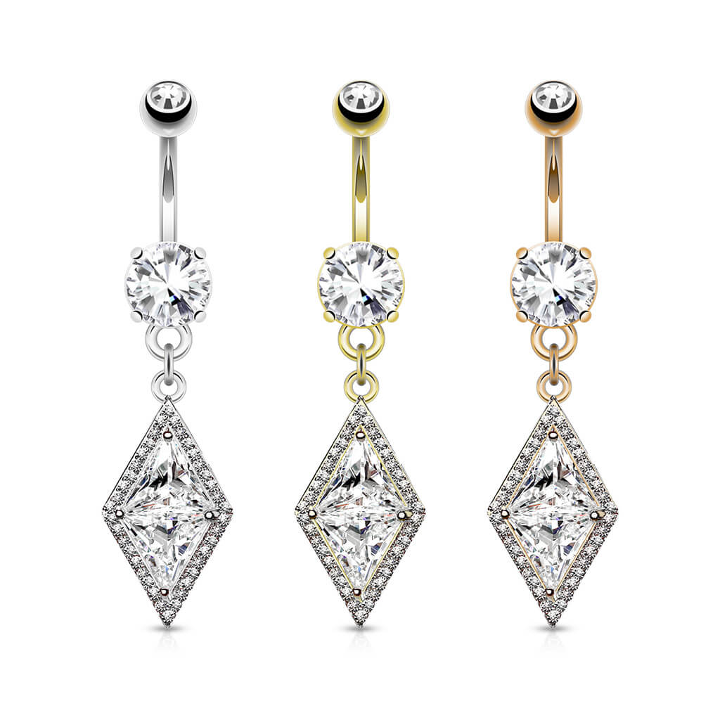 Bauchnabelpiercing Diamantenform beweglich Zirkonia - Image 5