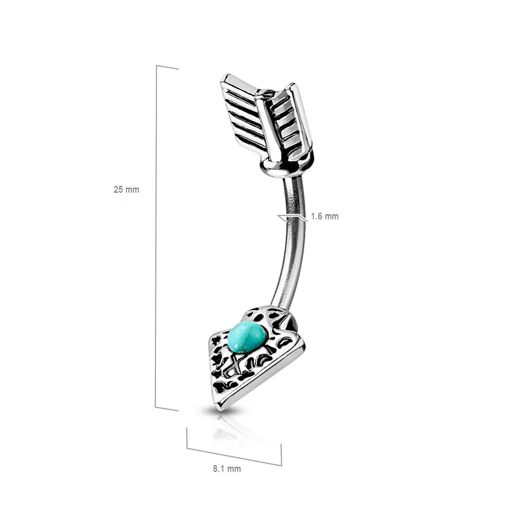 Bauchnabelpiercing Pfeil Türkis Silber - Image 3
