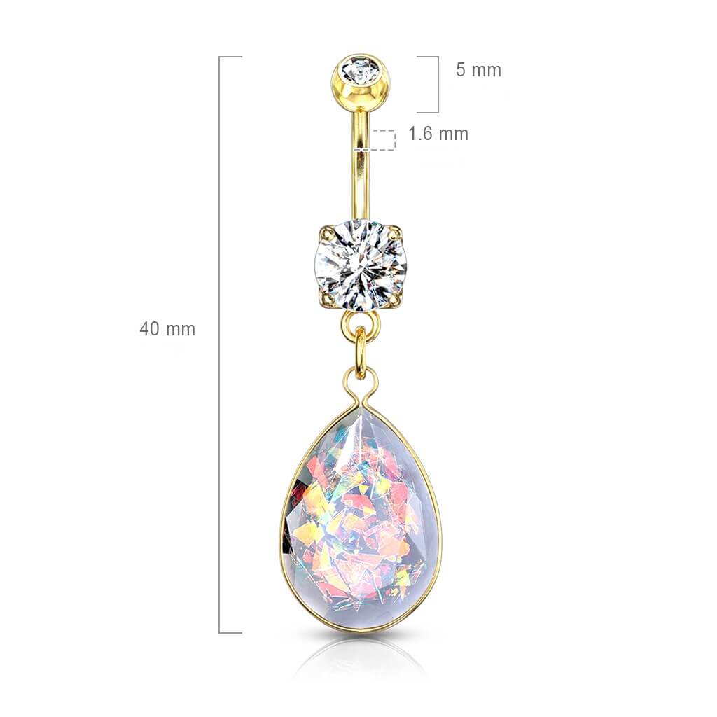 Bauchnabelpiercing Regenbogen Opal beweglich - Image 3