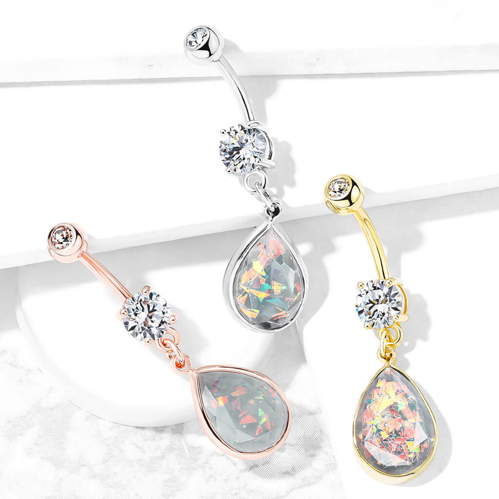 Bauchnabelpiercing Regenbogen Opal beweglich - Image 7
