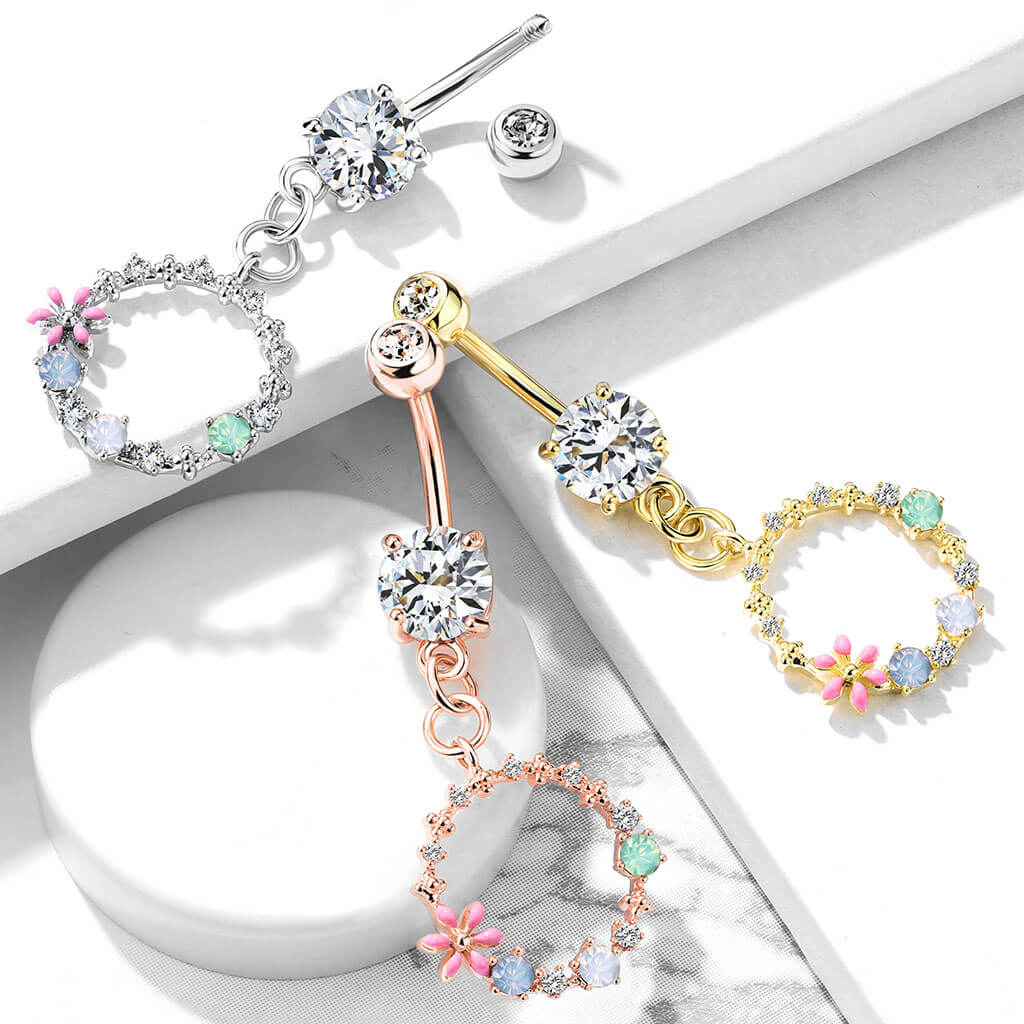 Bauchnabelpiercing Blumenkranz beweglich Zirkonia - Image 7