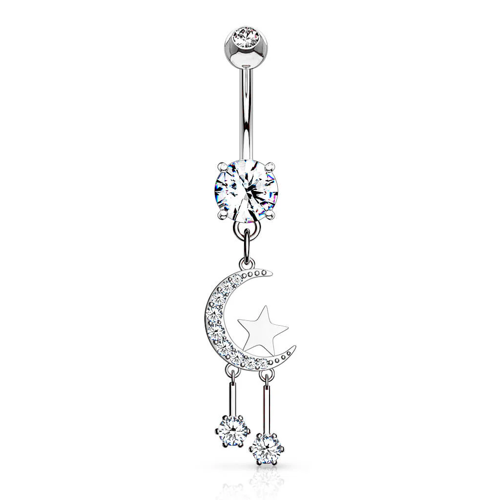 Bauchnabelpiercing Mond Stern beweglich Zirkonia - Image 2