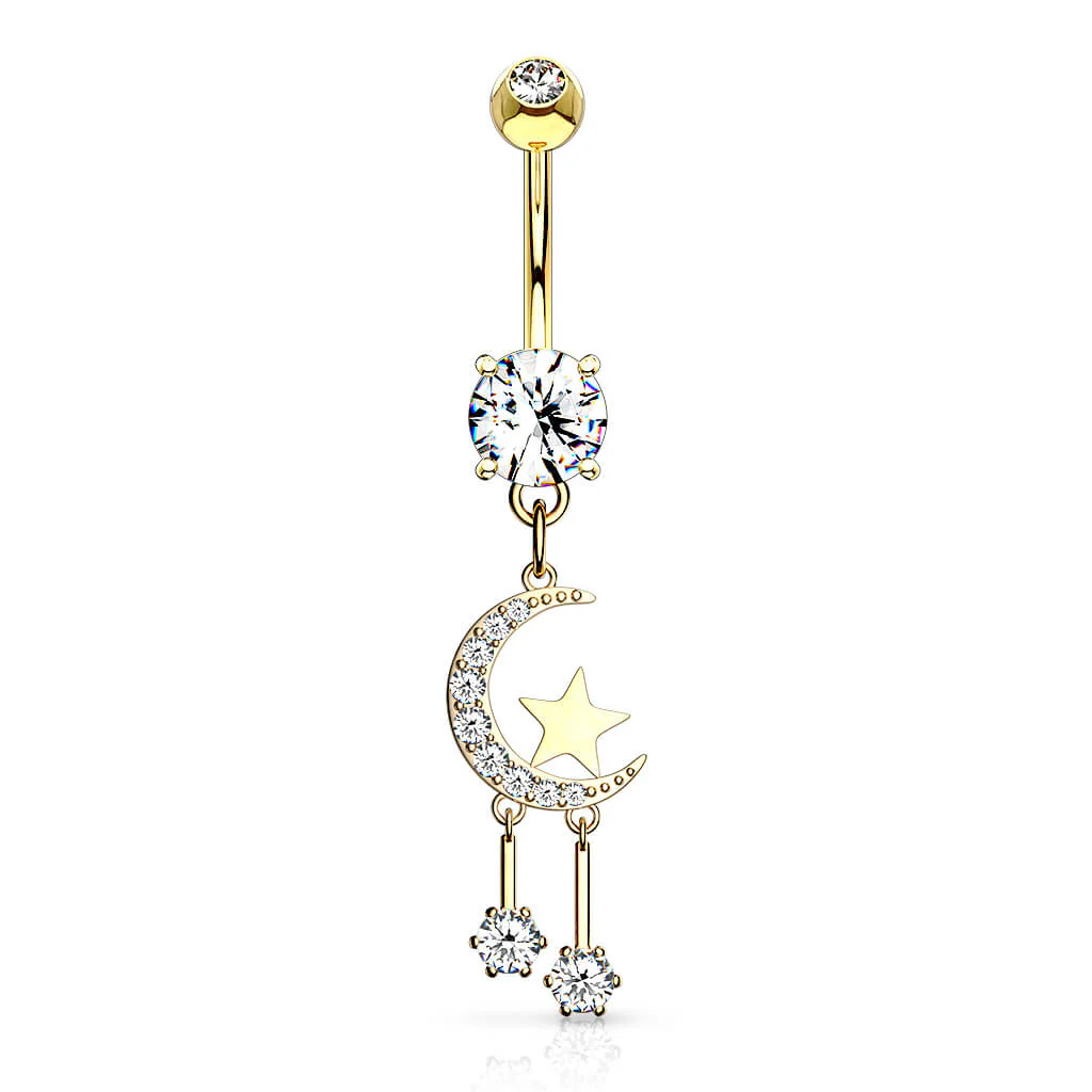 Bauchnabelpiercing Mond Stern beweglich Zirkonia - Image 4