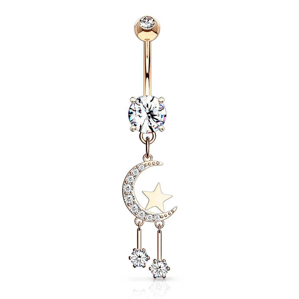 Bauchnabelpiercing Mond Stern beweglich Zirkonia - Image 8