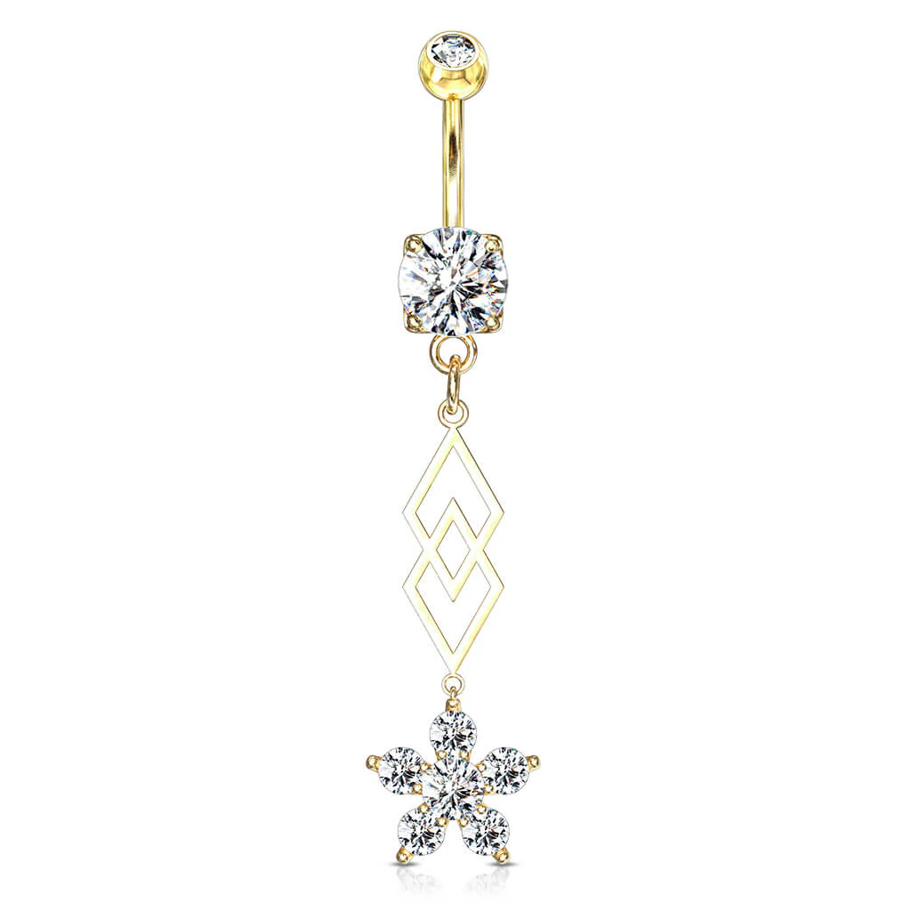 Bauchnabelpiercing Blume beweglich Zirkonia - Image 4