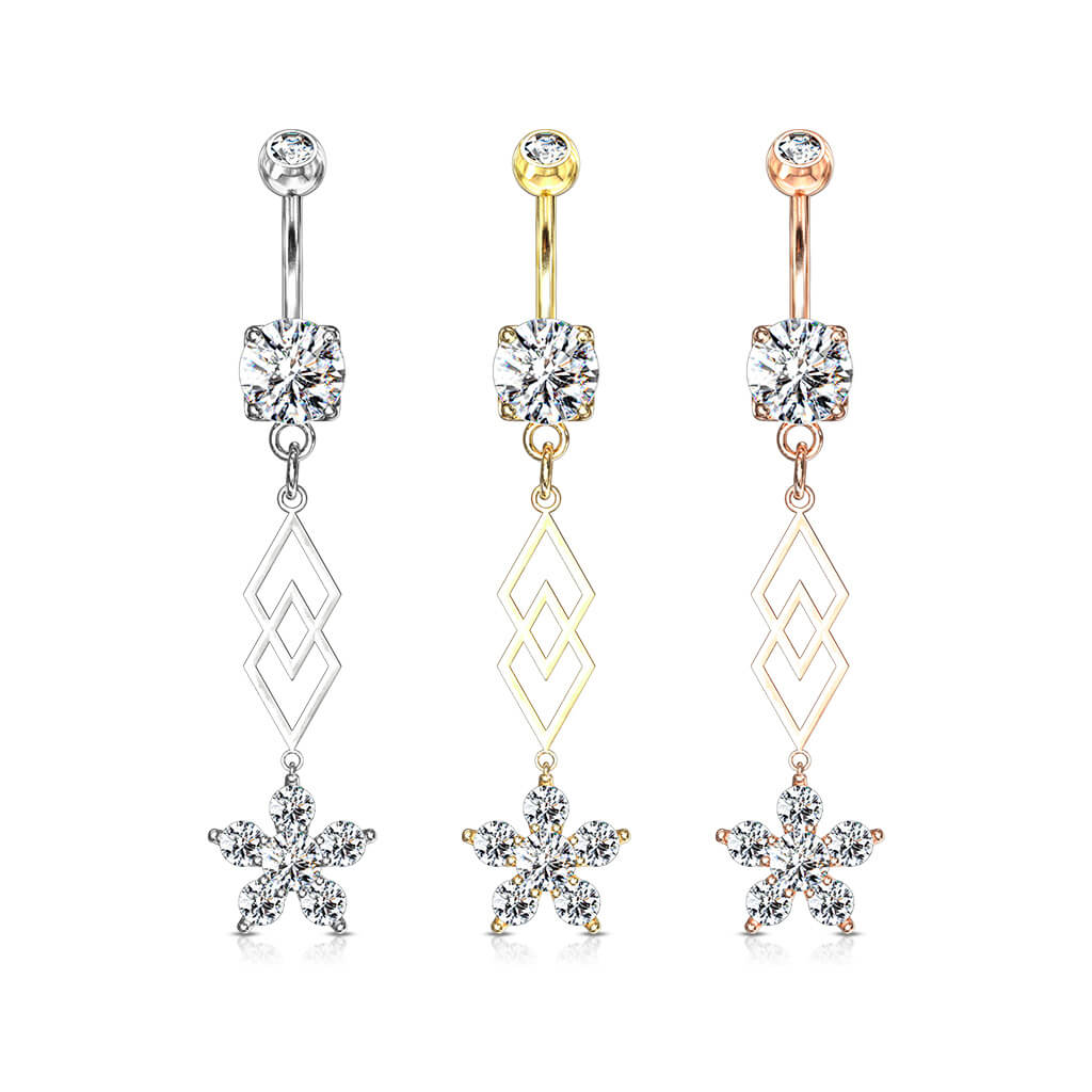 Bauchnabelpiercing Blume beweglich Zirkonia - Image 5