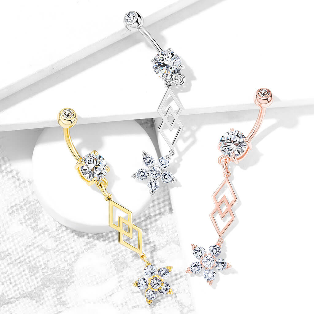 Bauchnabelpiercing Blume beweglich Zirkonia - Image 7