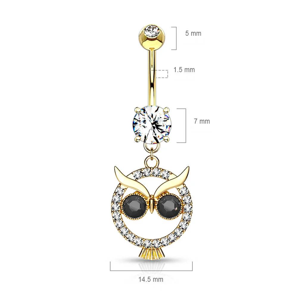 Bauchnabelpiercing Eule beweglich Zirkonia - Image 3