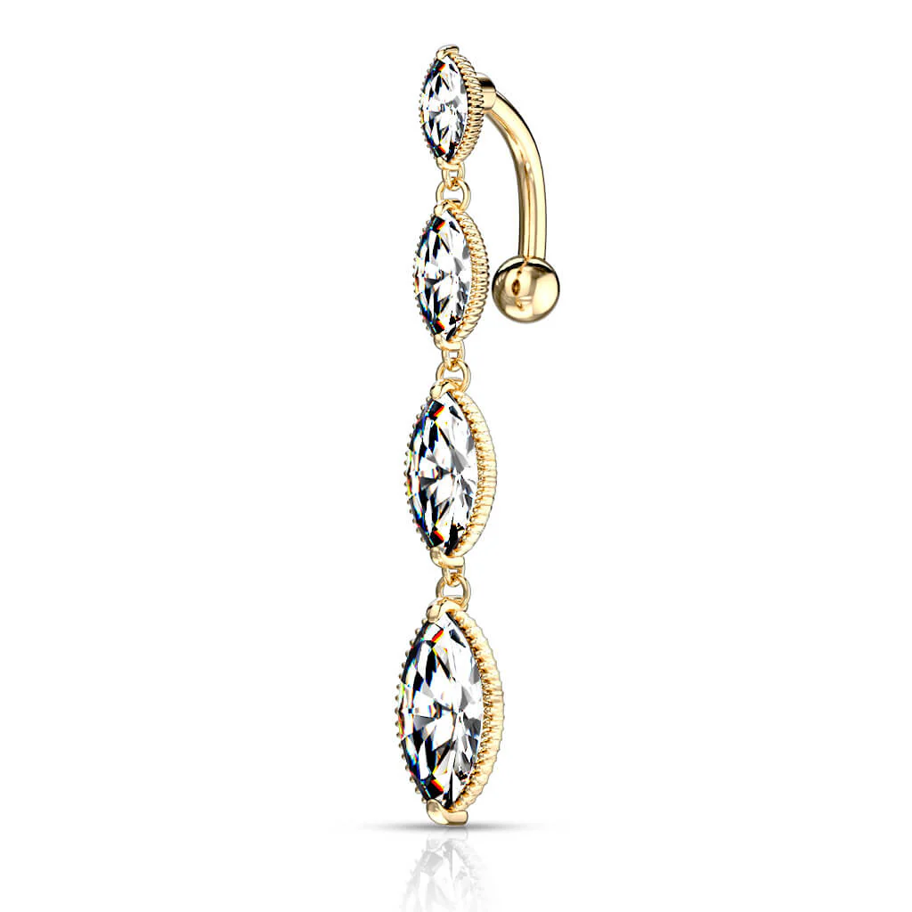 Bauchnabelpiercing Top Down Marquise Schliff 4 Zirkonia - Image 4