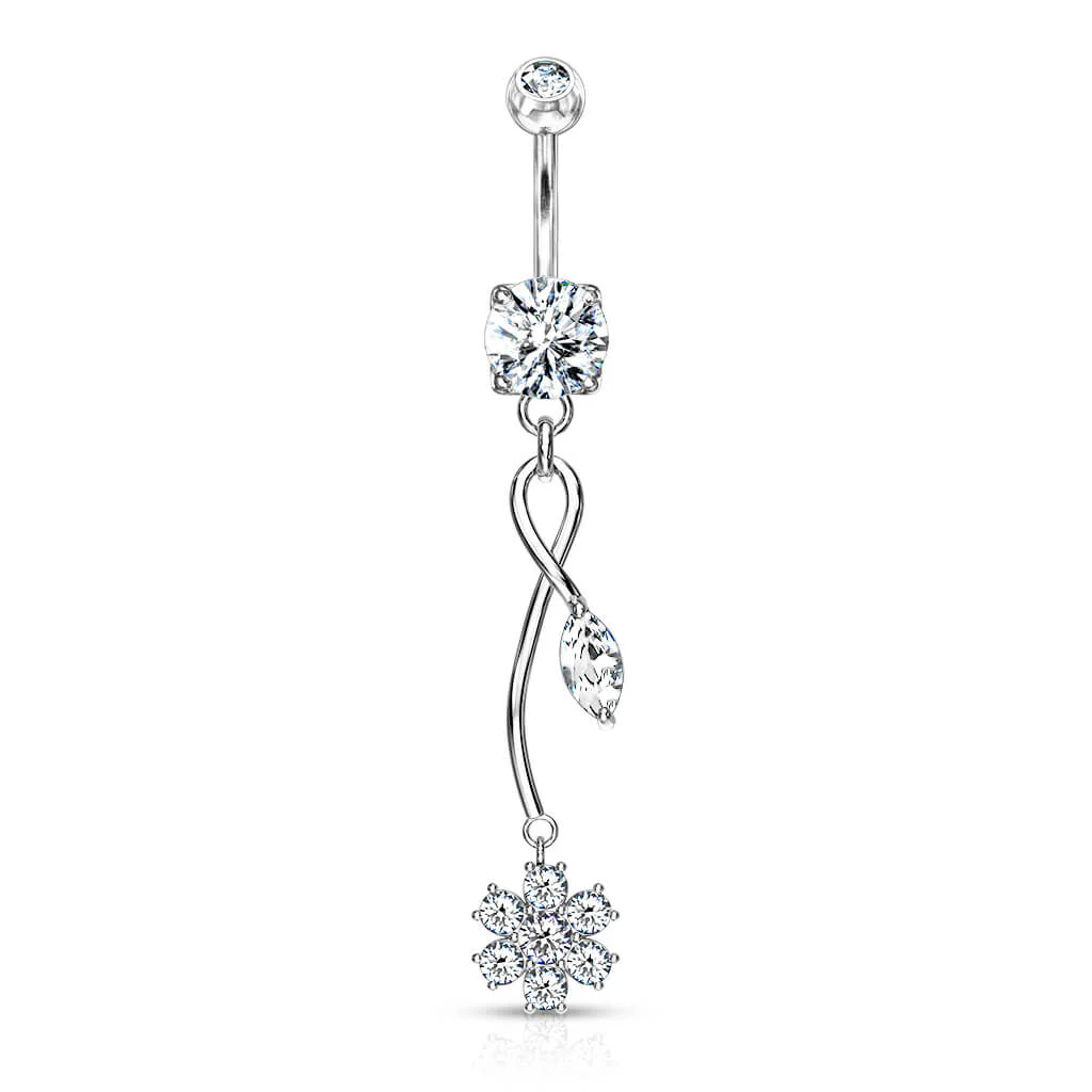 Bauchnabelpiercing Blume beweglich Zirkonia - Image 2