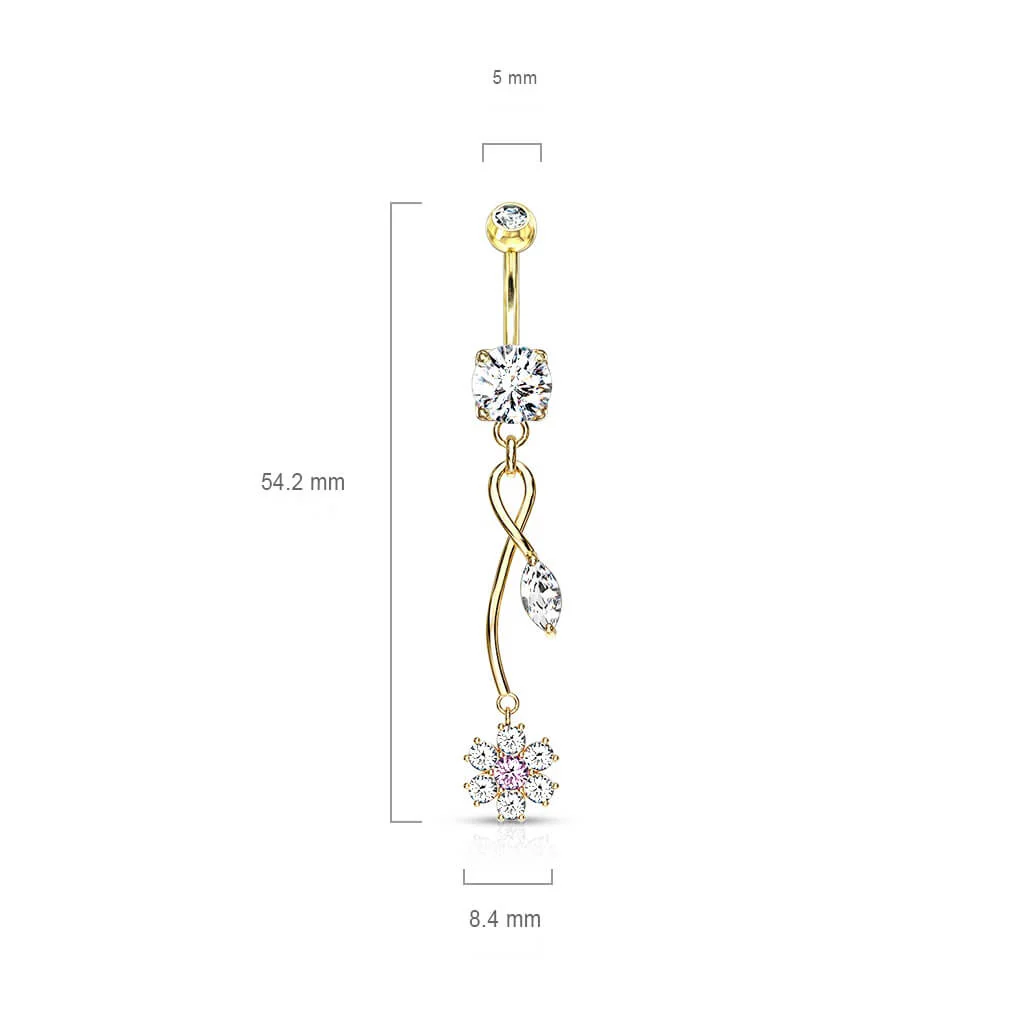 Bauchnabelpiercing Blume beweglich Zirkonia - Image 3