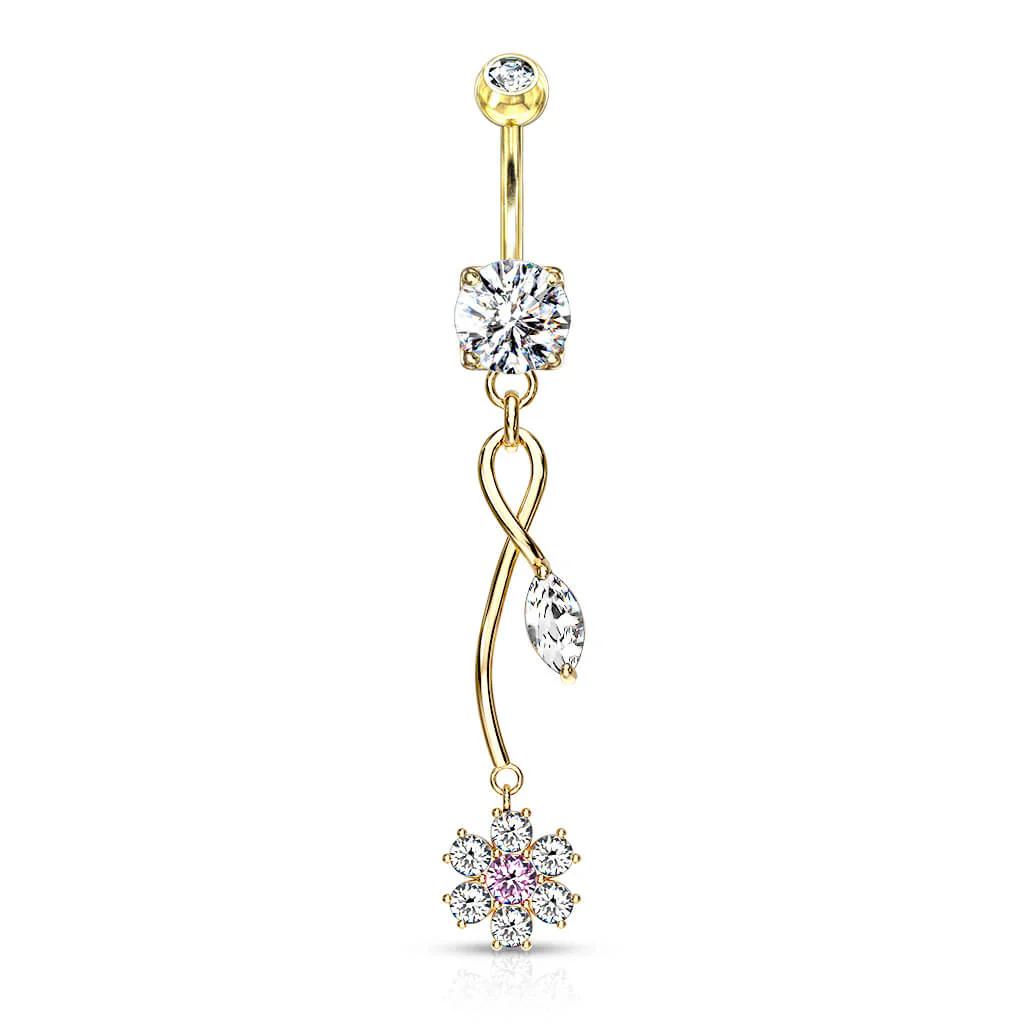 Bauchnabelpiercing Blume beweglich Zirkonia - Image 4