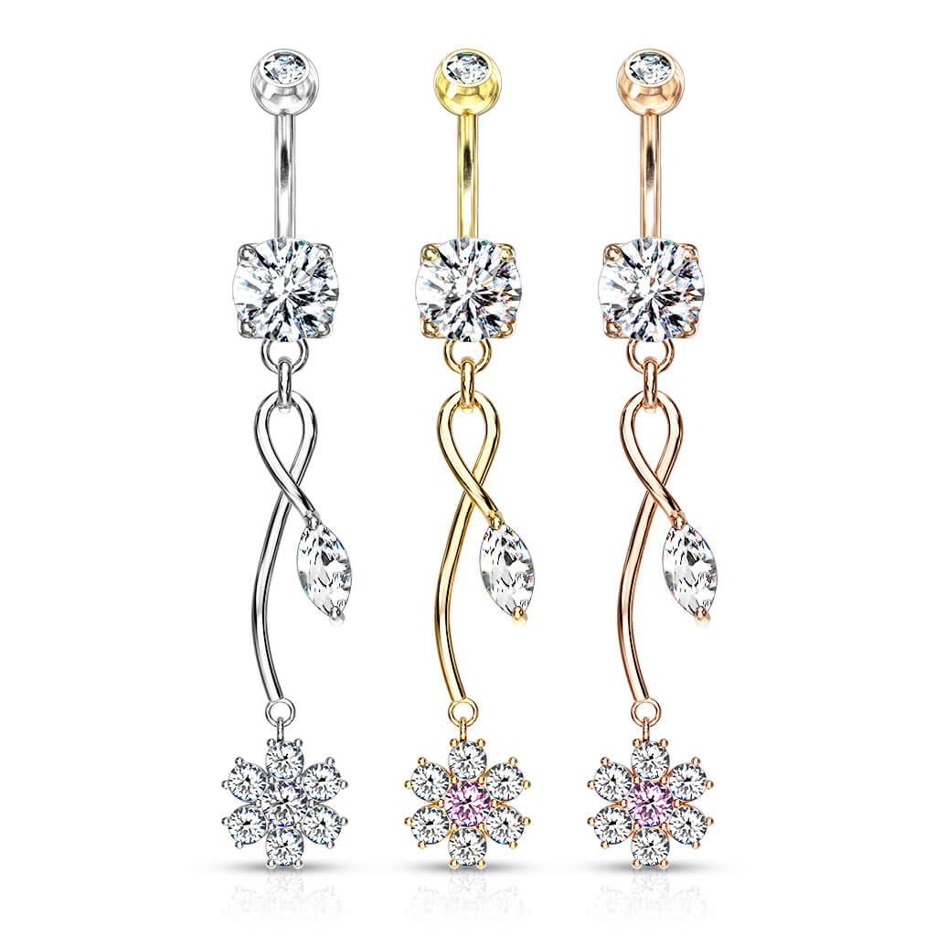 Bauchnabelpiercing Blume beweglich Zirkonia - Image 5