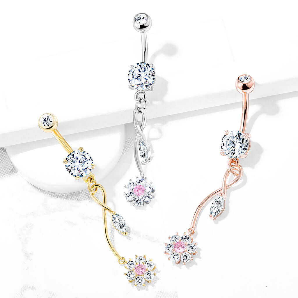 Bauchnabelpiercing Blume beweglich Zirkonia - Image 7