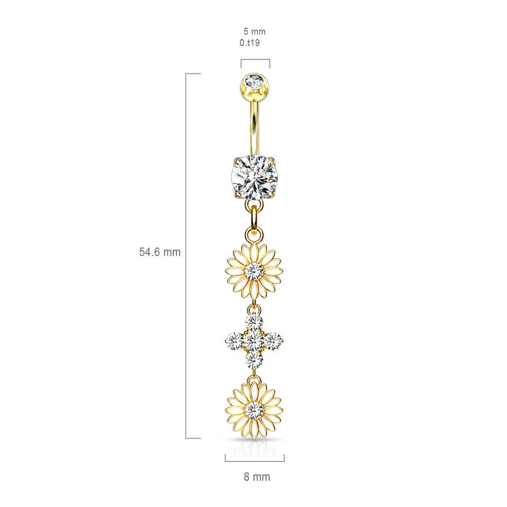 Bauchnabelpiercing Blume beweglich Zirkonia - Image 3
