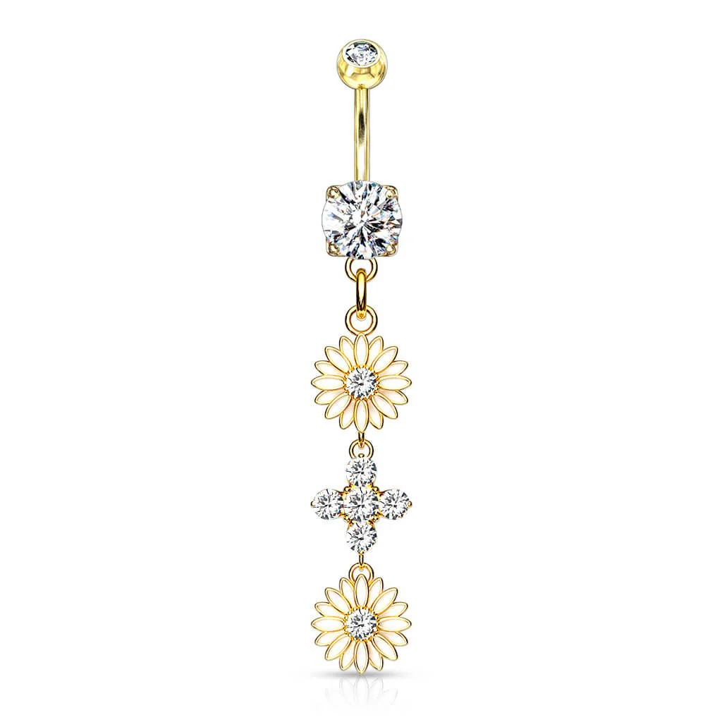 Bauchnabelpiercing Blume beweglich Zirkonia - Image 4