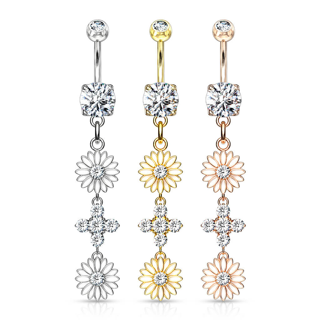 Bauchnabelpiercing Blume beweglich Zirkonia - Image 5