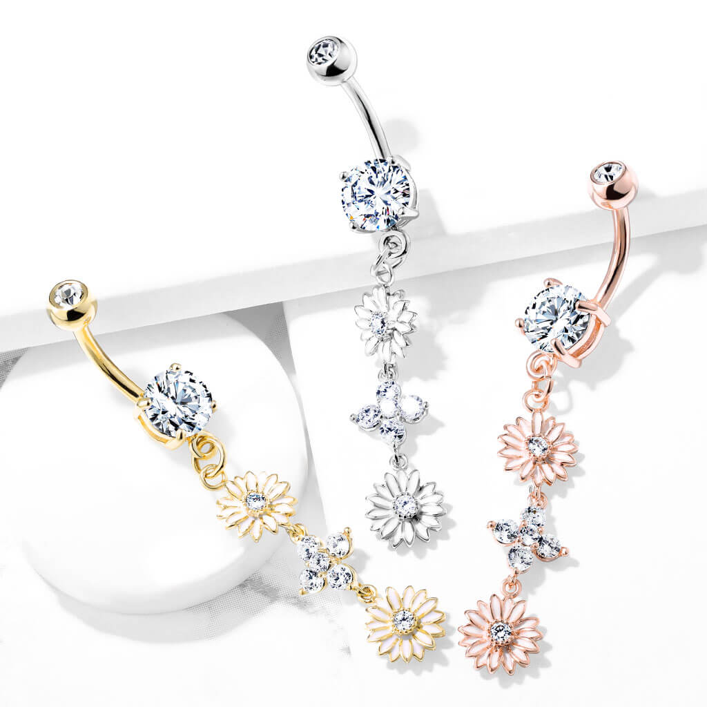 Bauchnabelpiercing Blume beweglich Zirkonia - Image 7