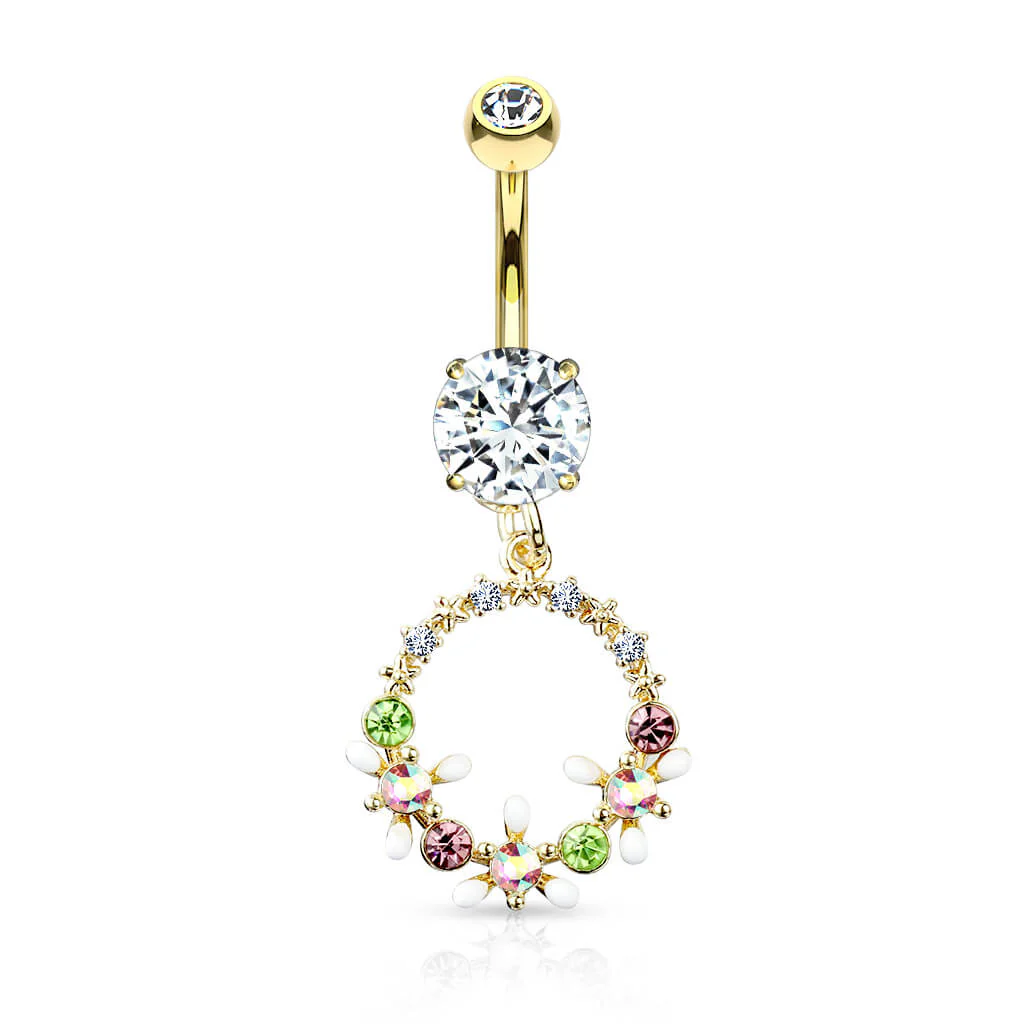Bauchnabelpiercing Blumenkranz beweglich Zirkonia - Image 4