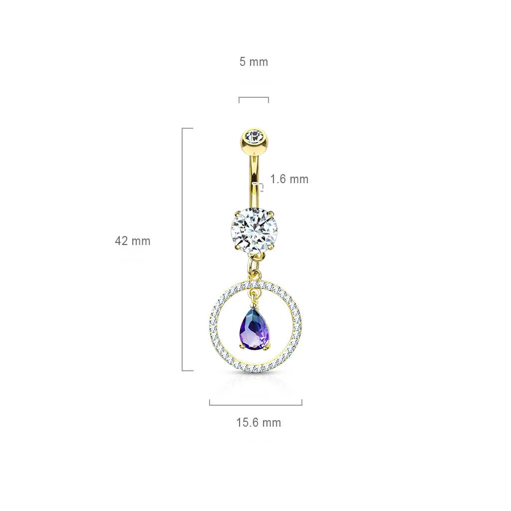 Bauchnabelpiercing Kreis Tropfen beweglich Zirkonia - Image 3