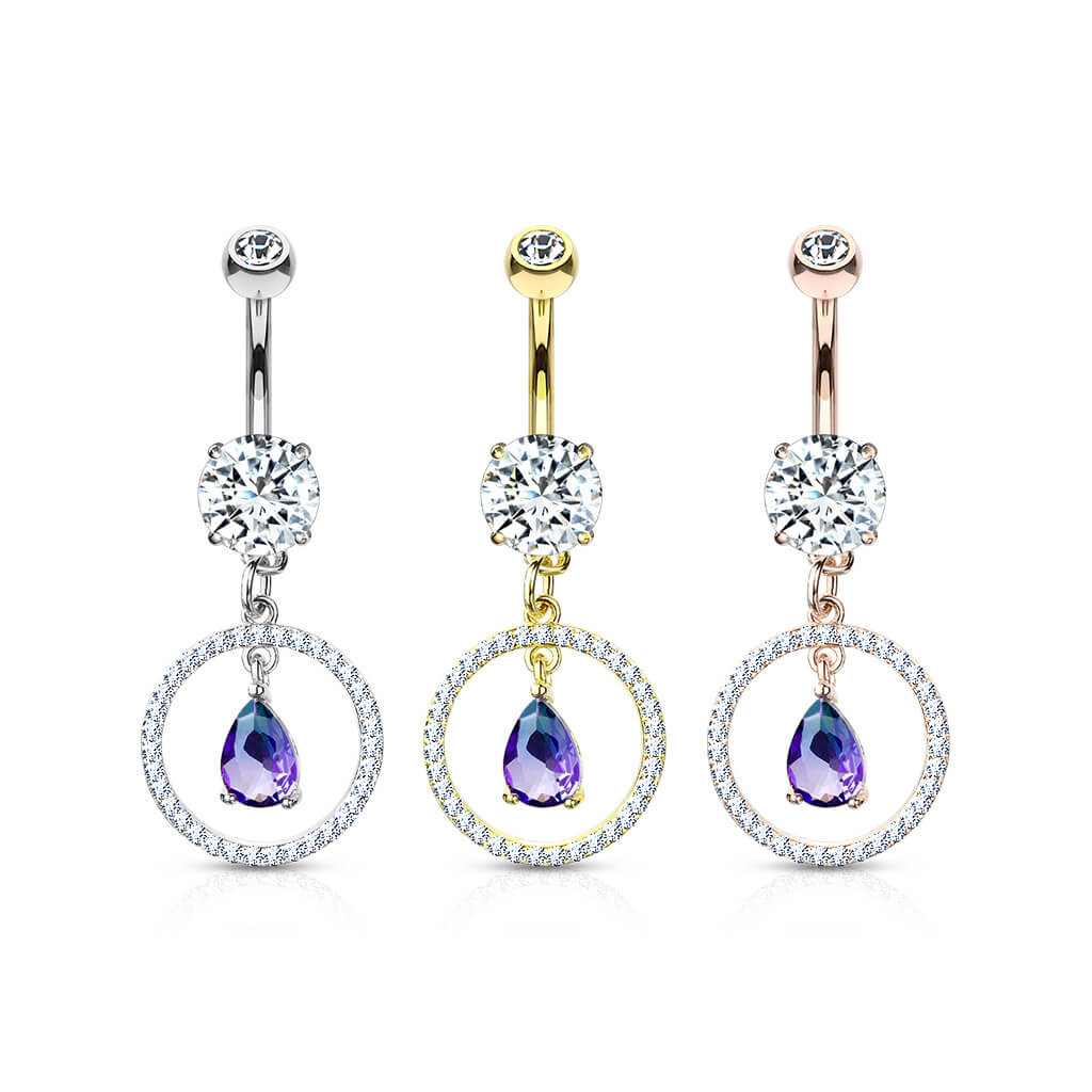 Bauchnabelpiercing Kreis Tropfen beweglich Zirkonia - Image 5
