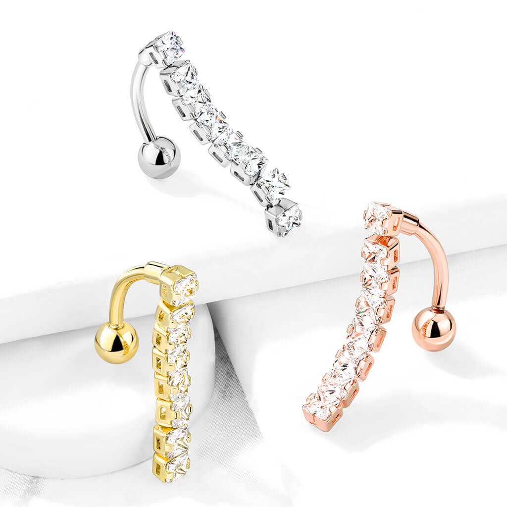 Bauchnabelpiercing Top Down 8 Zirkonia - Image 7