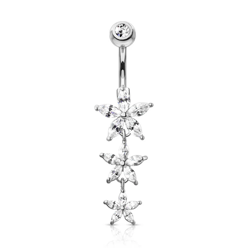 Bauchnabelpiercing Blumen beweglich Zirkonia - Image 3